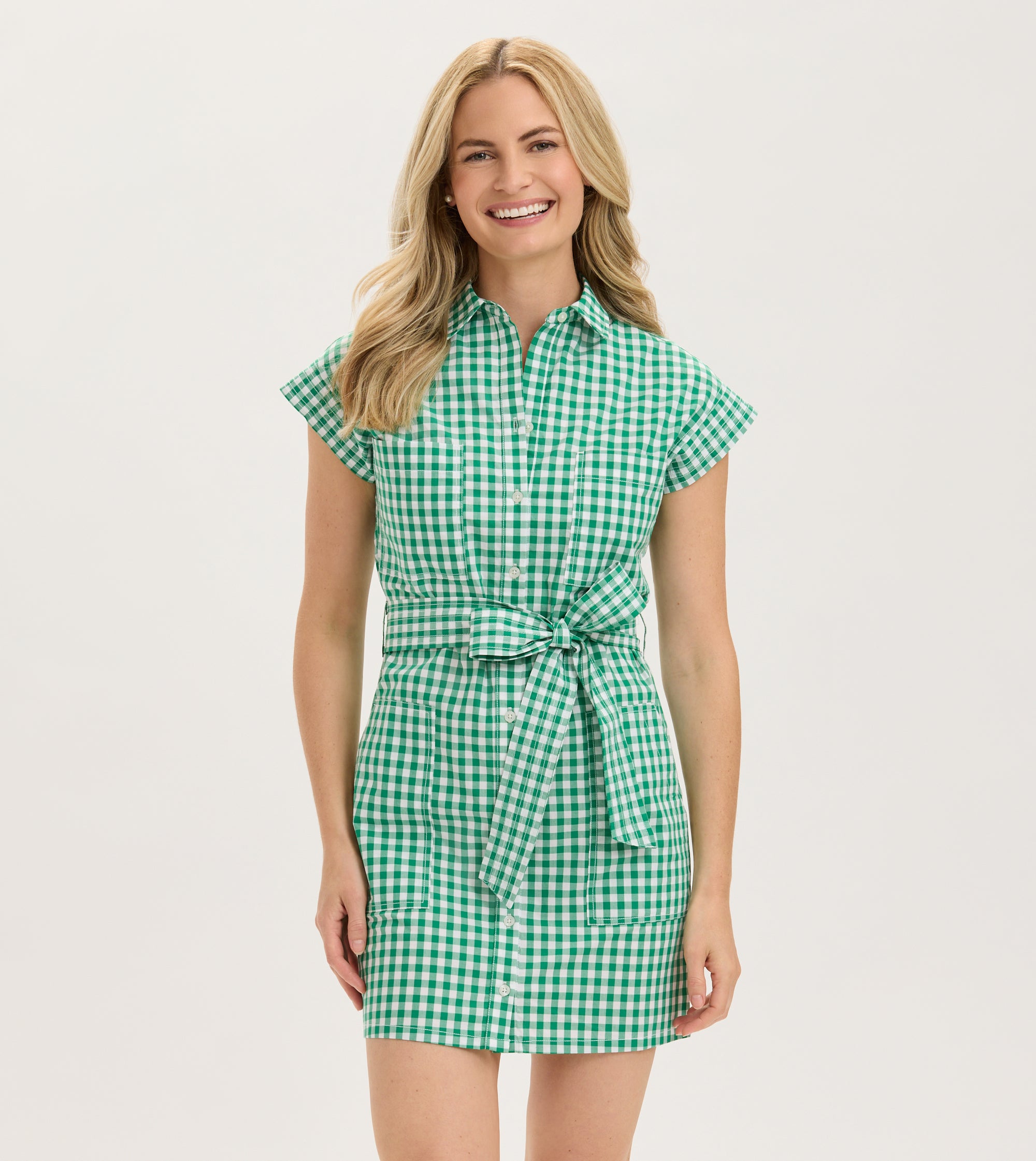 slim fit dress slacks Renwick Caddie Shirt Dress R1424 / Green Gingham / Xs