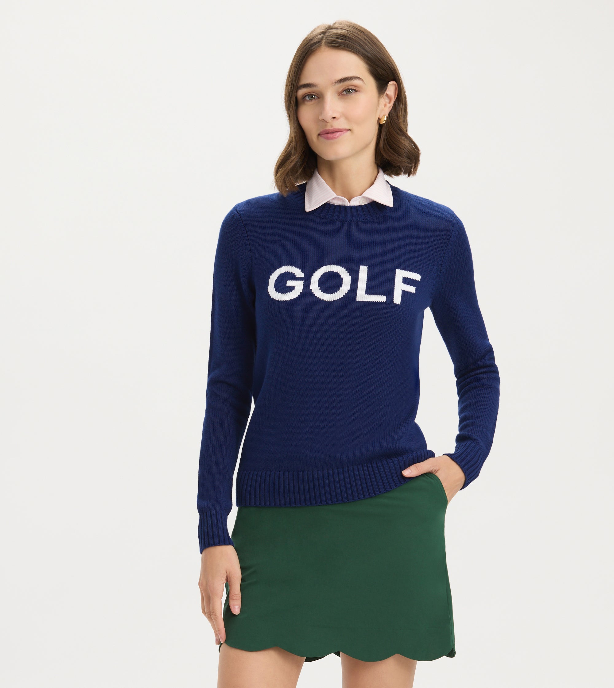 Blue golf sweater clearance