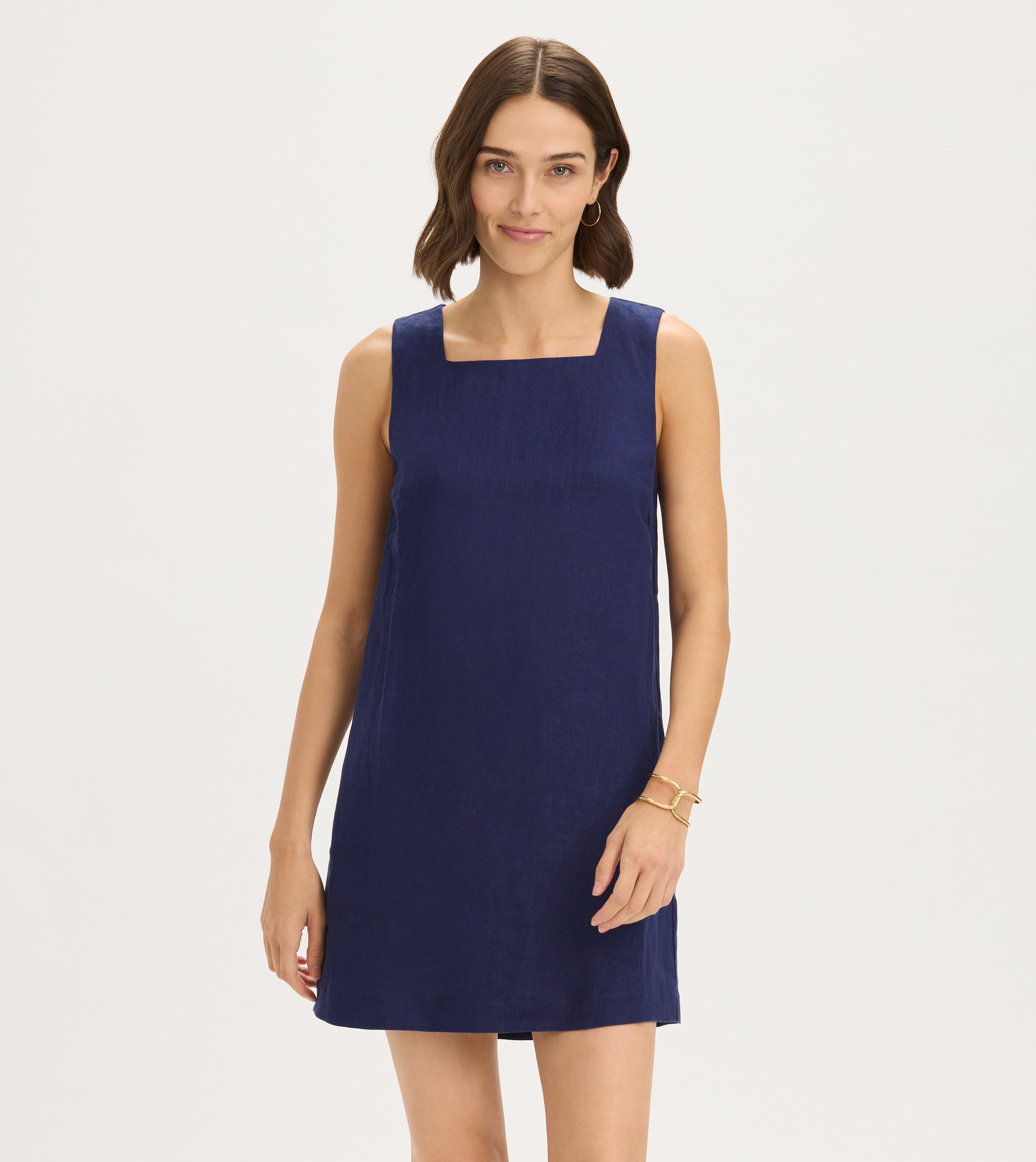 Square Neck Linen Shift Dress Square Neck Linen Shift Dress