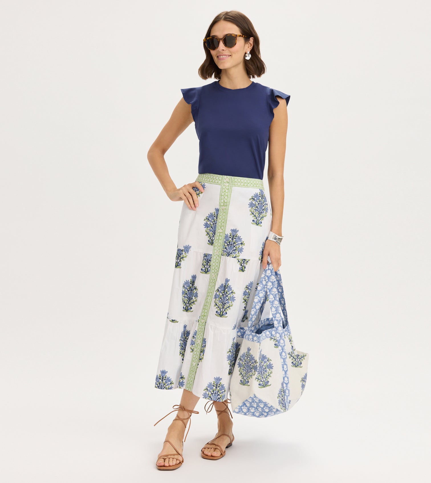 BLOCK PRINT TIERED SKIRT