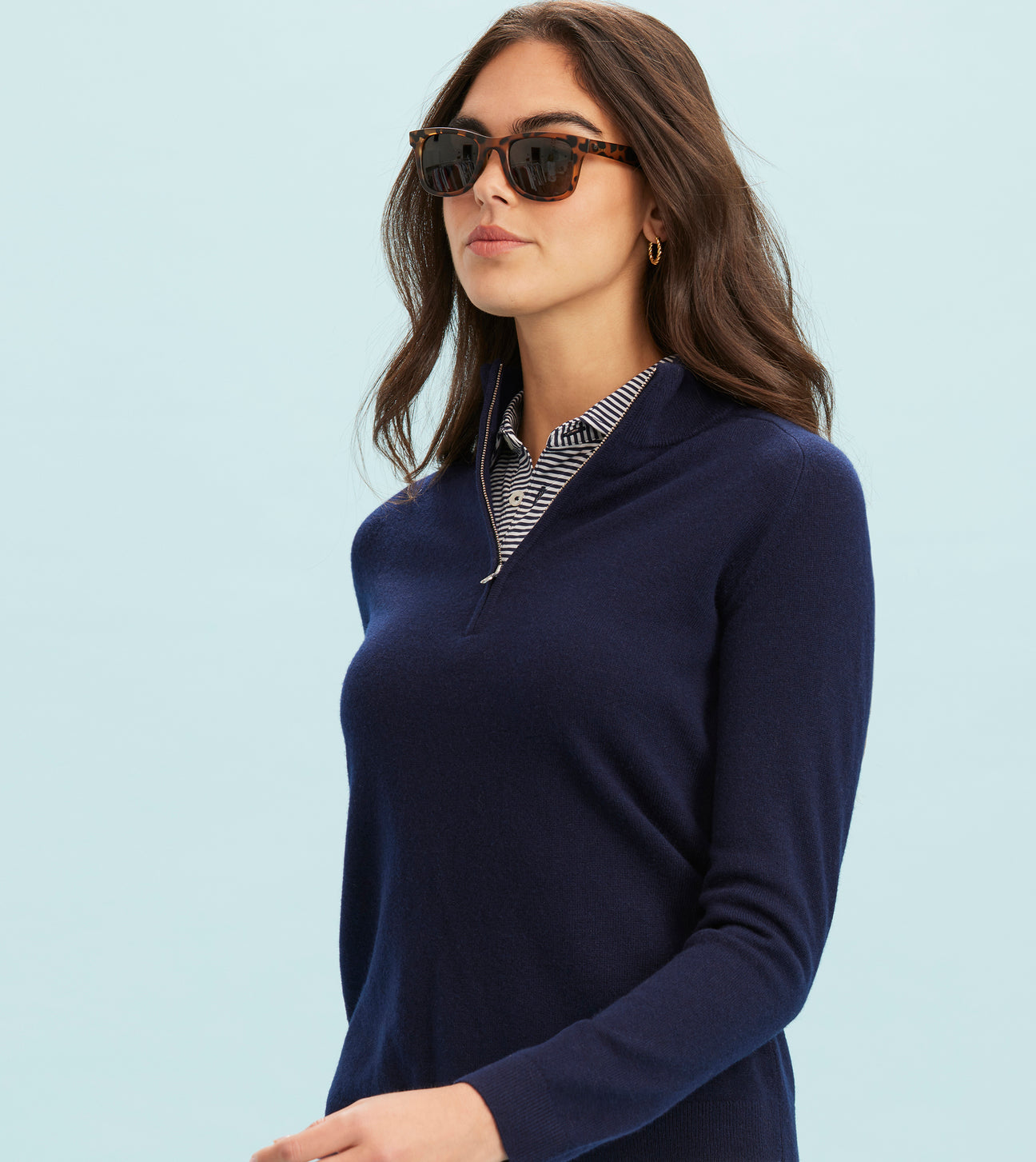 Wool Cashmere Quarter Zip Sweater